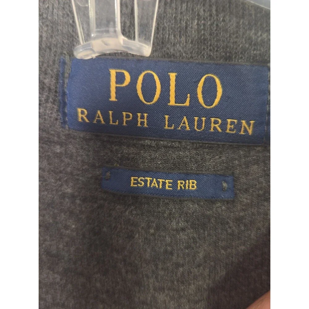 Polo Ralph Lauren Cardigan Sweater Mens XXL Charcoal Gray Shawl Collar Pockets